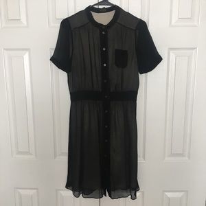 Club Monaco 100% Silk Lined Black Shirt Dress